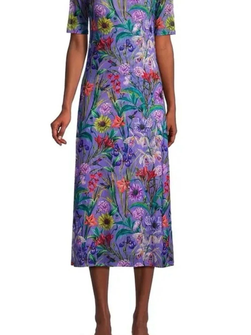 Johnny Was Lavender Floral Maxi Dress with Multicolor Botanical Print - Picture 2 of 11